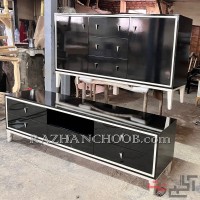 میز تلویزیون مشکی سوپر پلی استر براق مدل الماس