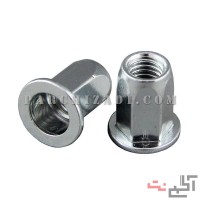 مهره پرچی فولادی شش گوشه سر فلنجی (لبه دار)